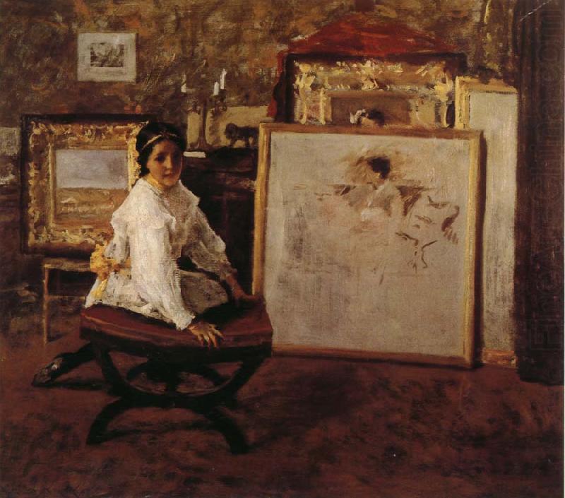 William Merritt Chase Do you speak with me china oil painting image